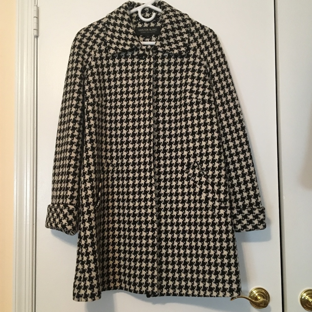 Houndstooth Wool Coat
